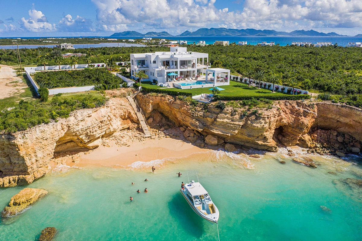 Yacht near villa in Anguilla